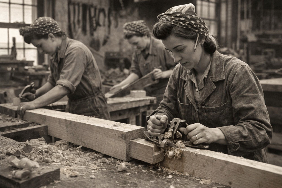 Women at work in a WWII-era workshop – the history of women in woodworking