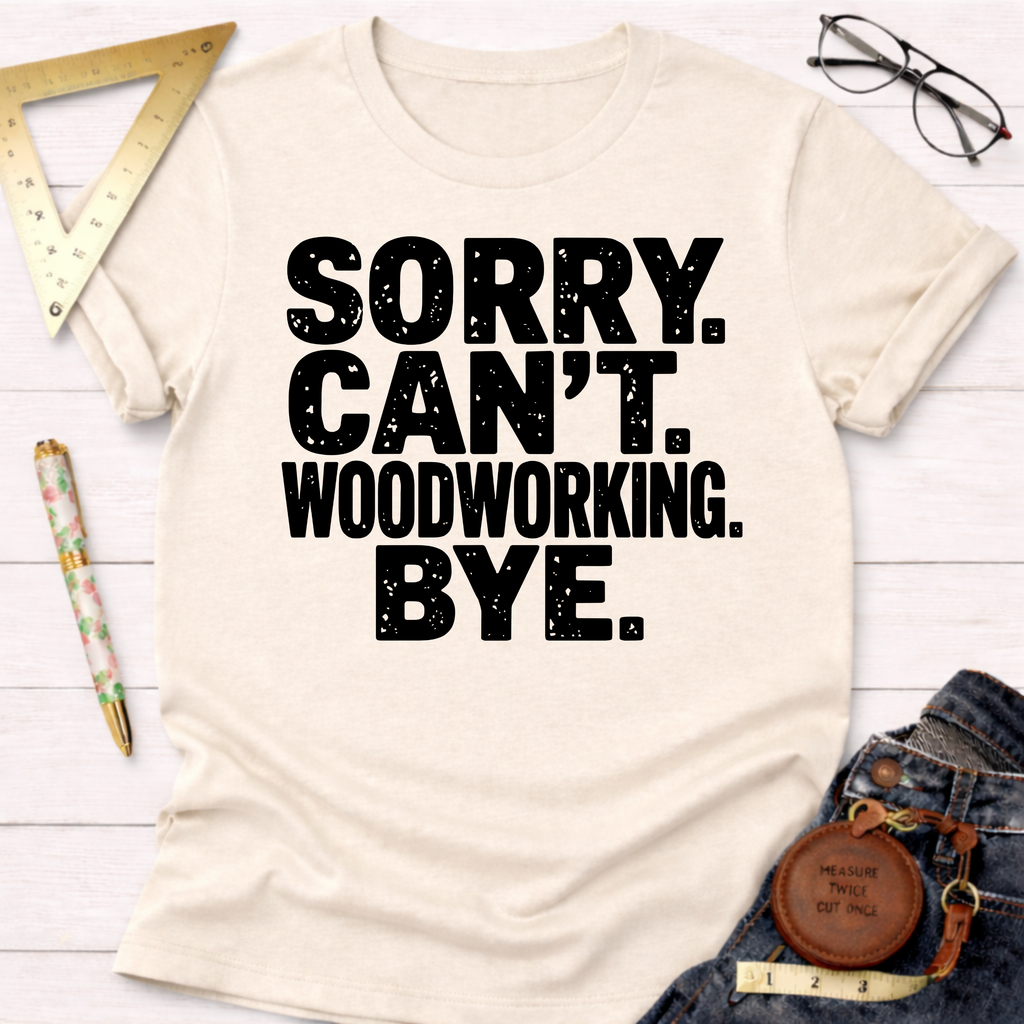Sorry. Can't Woodworking. Bye. T-Shirt