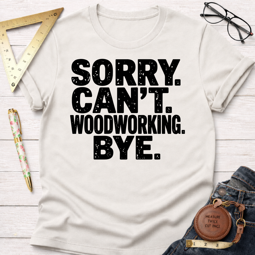 Sorry. Can't Woodworking. Bye. T-Shirt