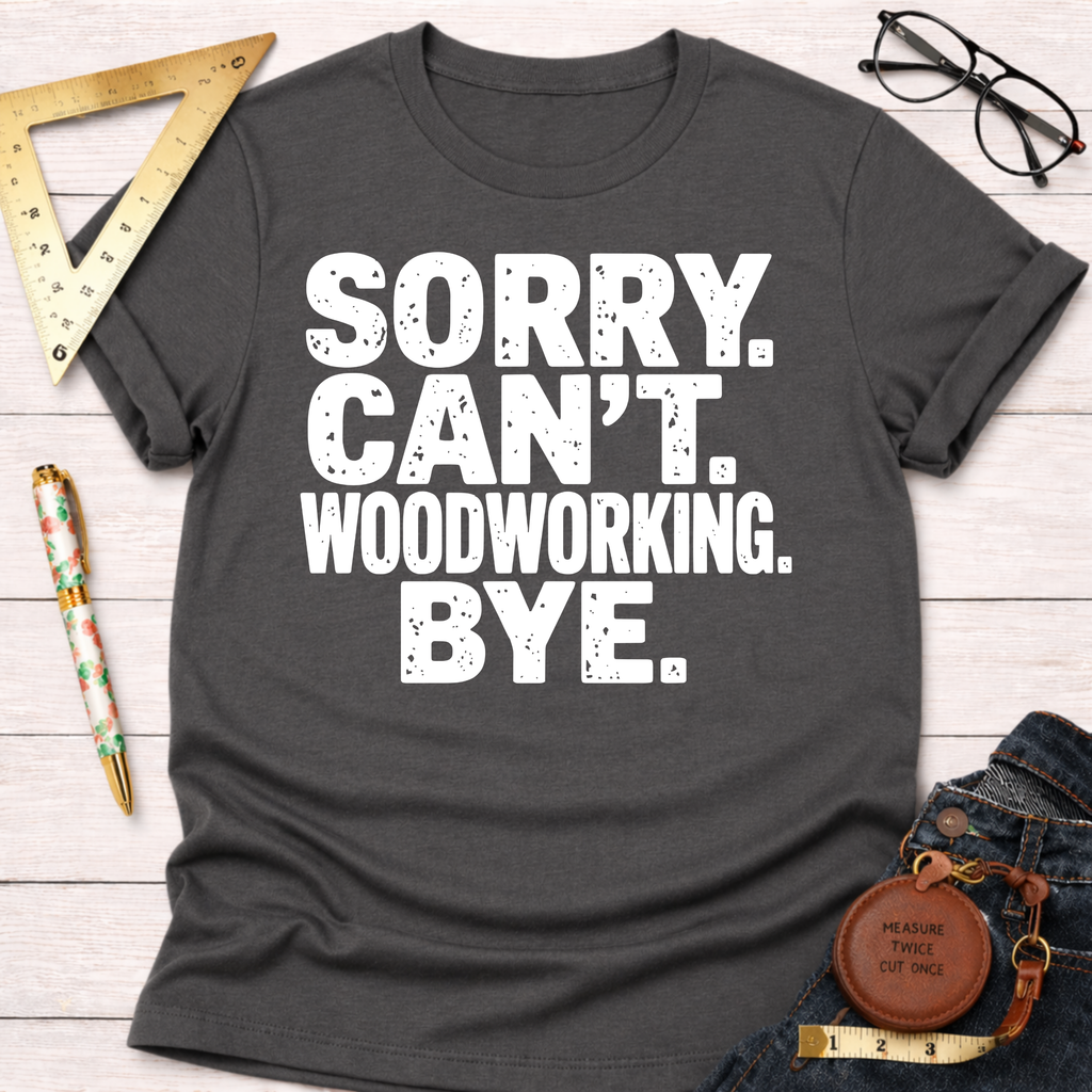 Sorry. Can't Woodworking. Bye. T-Shirt