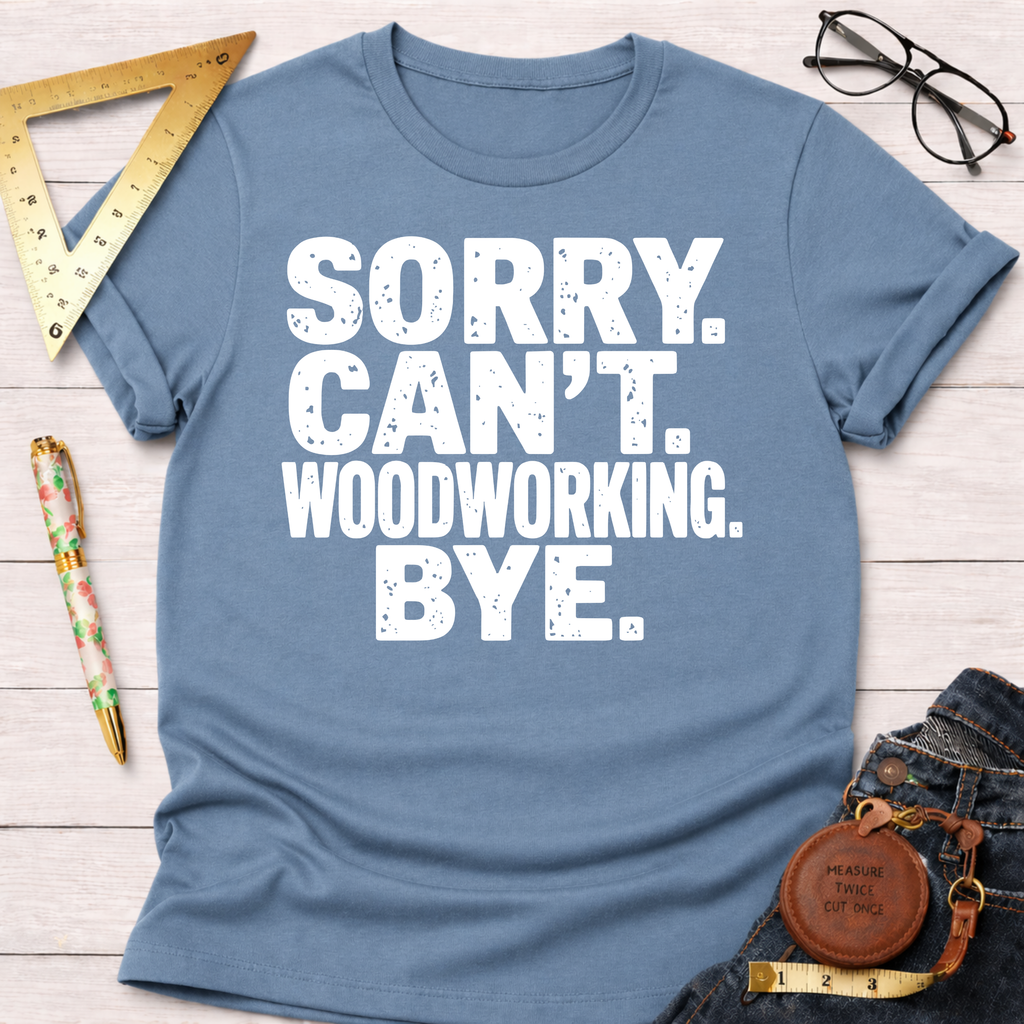 Sorry. Can't Woodworking. Bye. T-Shirt