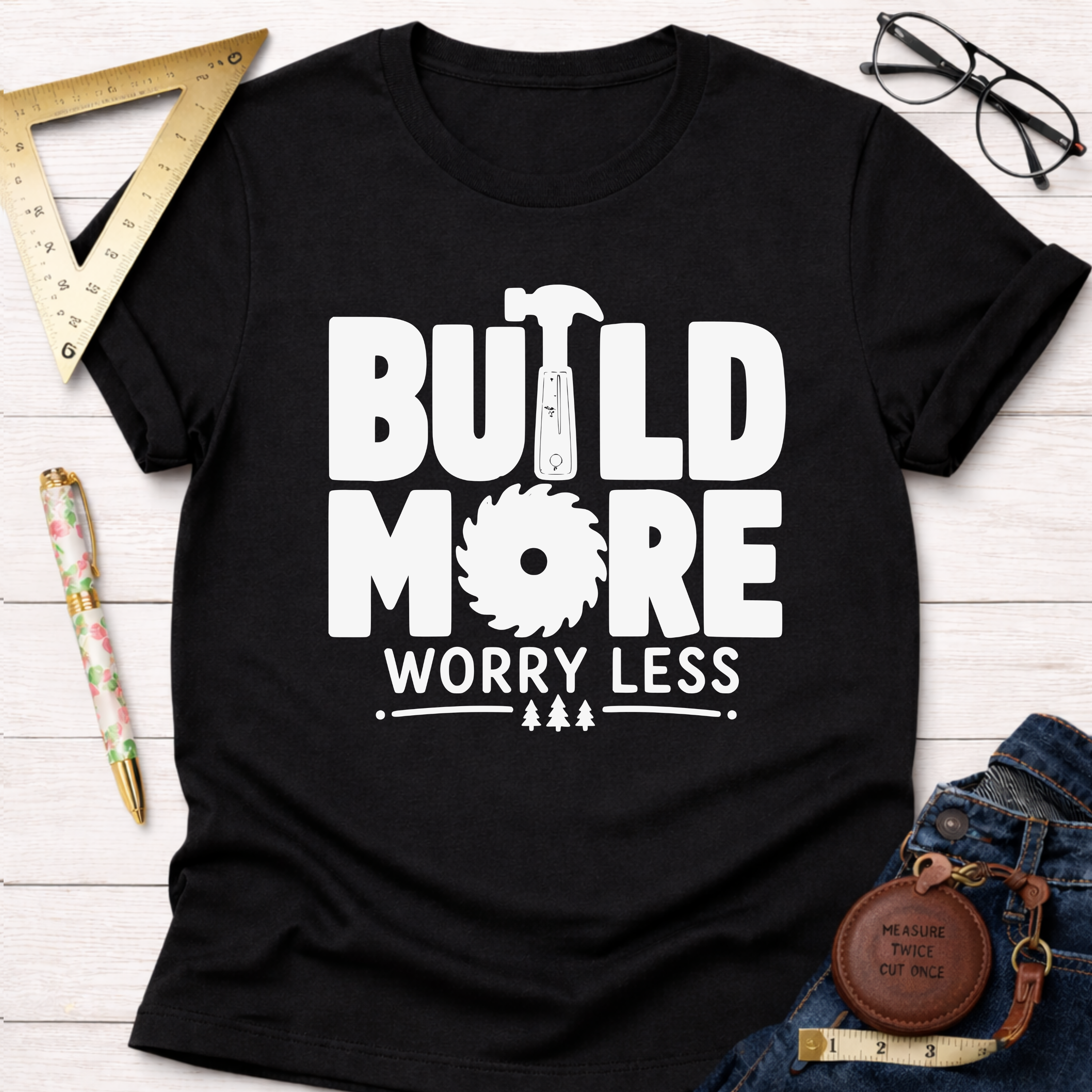 Build More Worry Less T-Shirt