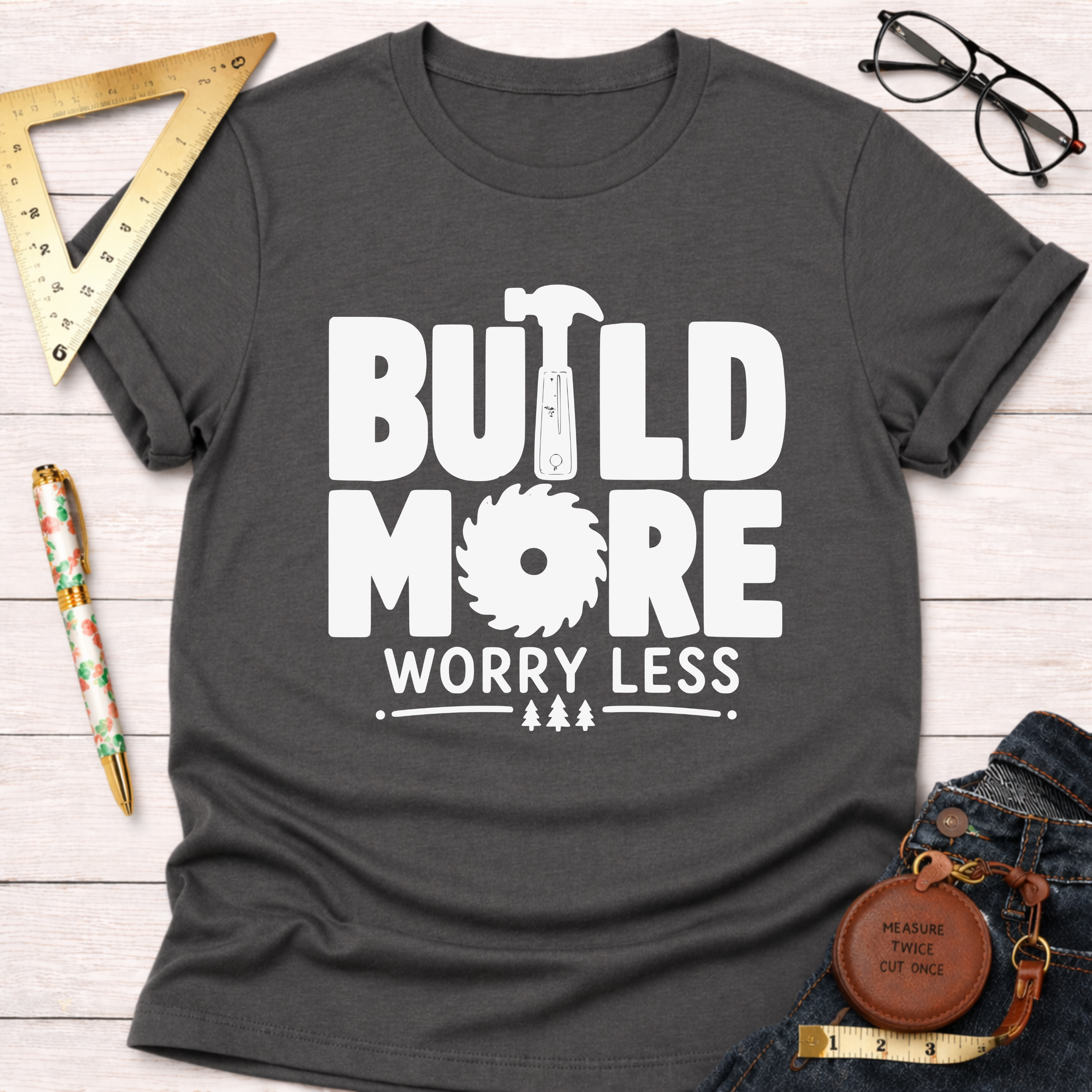Build More Worry Less T-Shirt