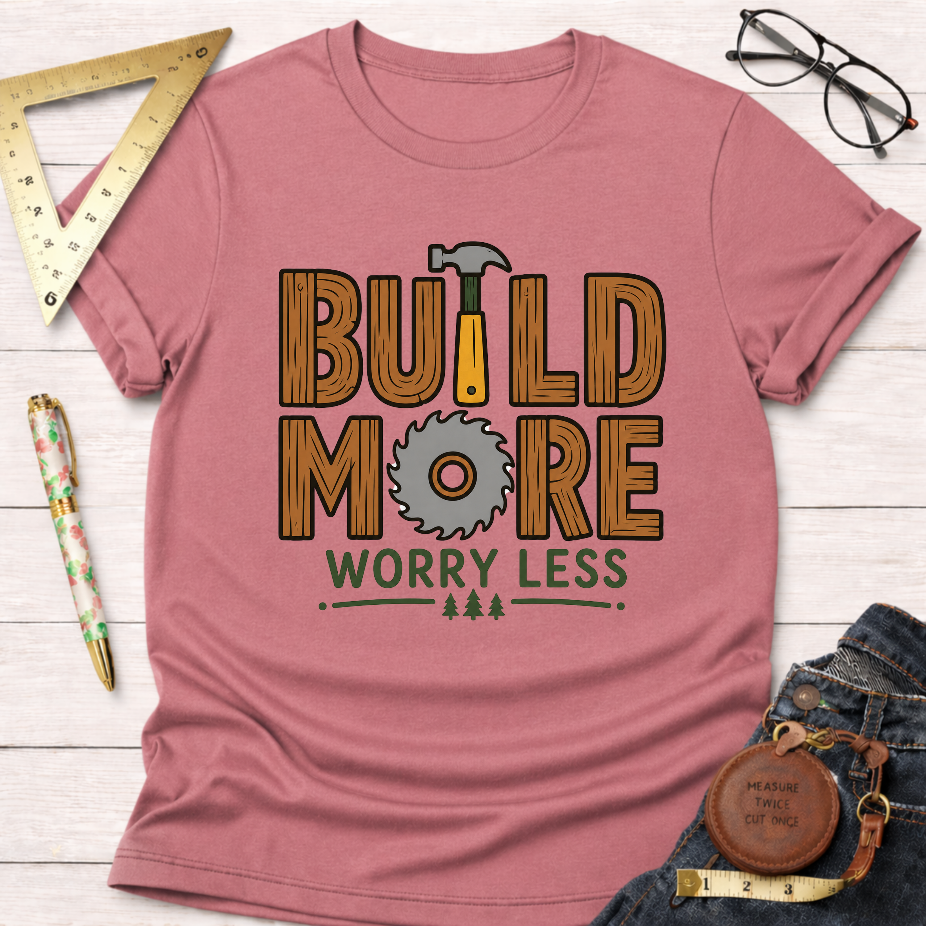 Build More Worry Less T-Shirt
