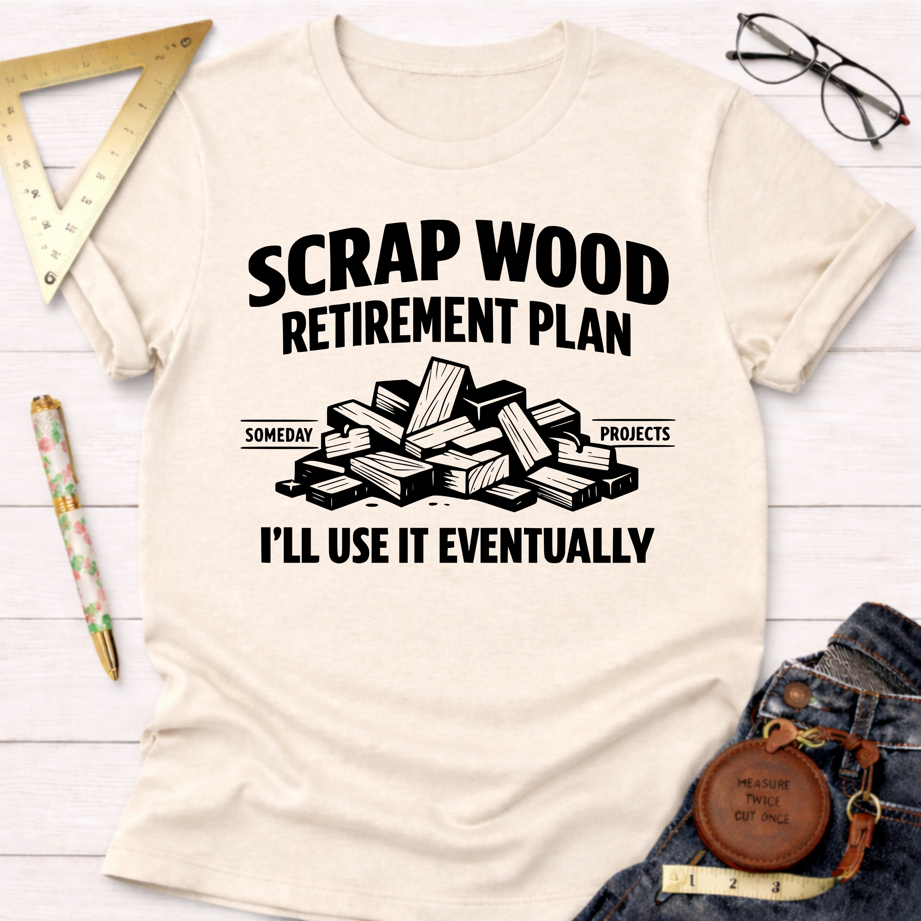 Scrap Wood Retirement Plan. I'll Use It Eventually. T-Shirt