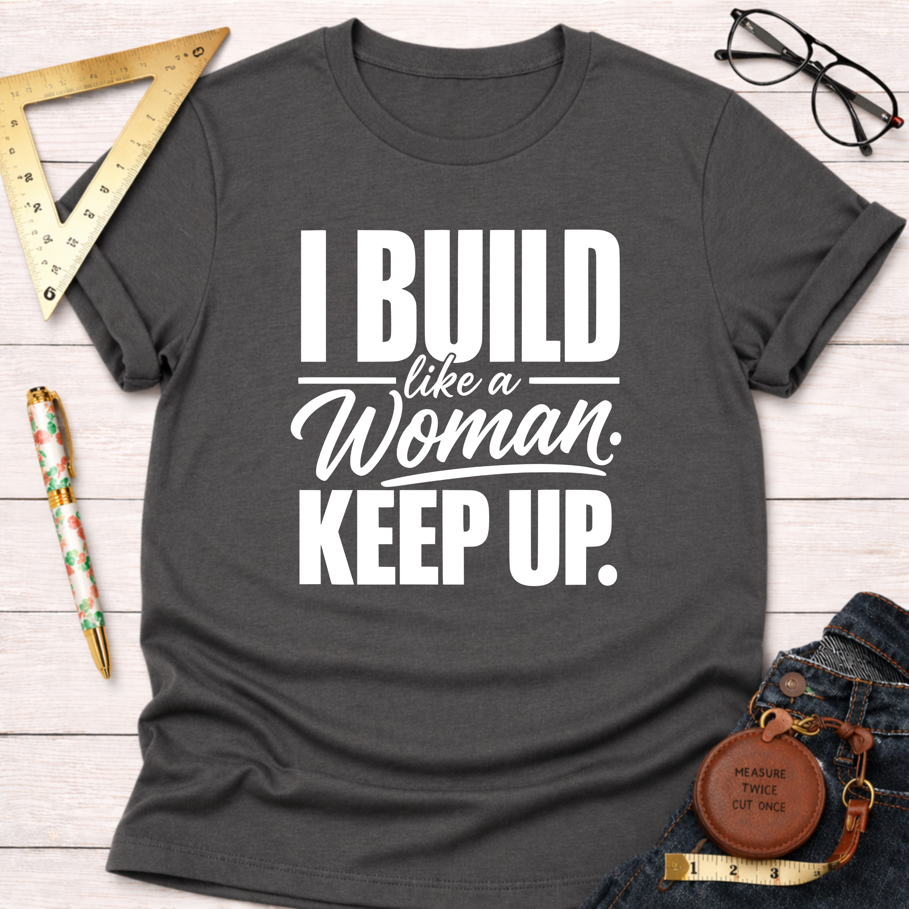 I Build Like A Woman. Keep Up. T-Shirt