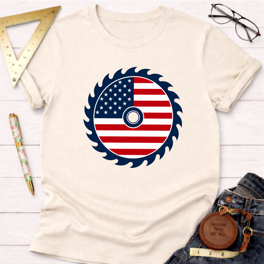 American Flag Saw Blade T-Shirt