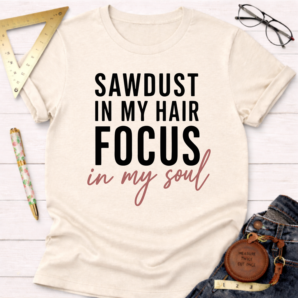 Sawdust In My  Hair Focus In My Soul T-Shirt