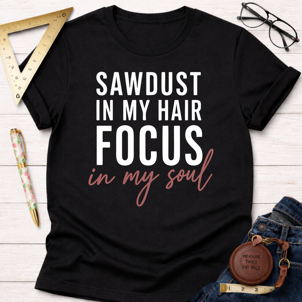 Sawdust In My  Hair Focus In My Soul T-Shirt