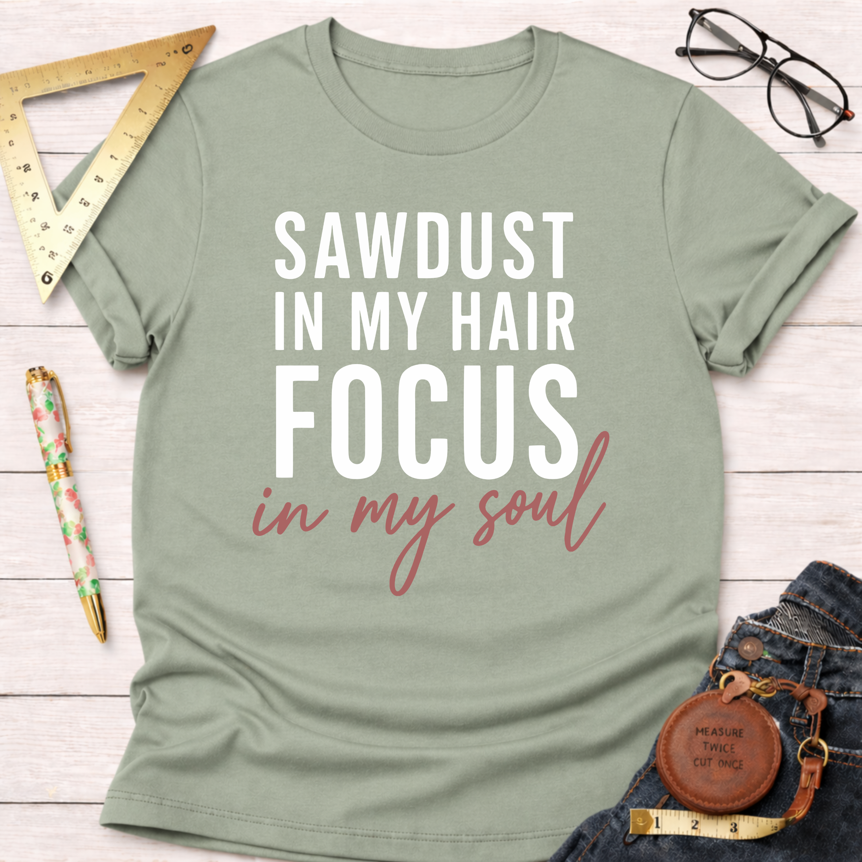 Sawdust In My  Hair Focus In My Soul T-Shirt