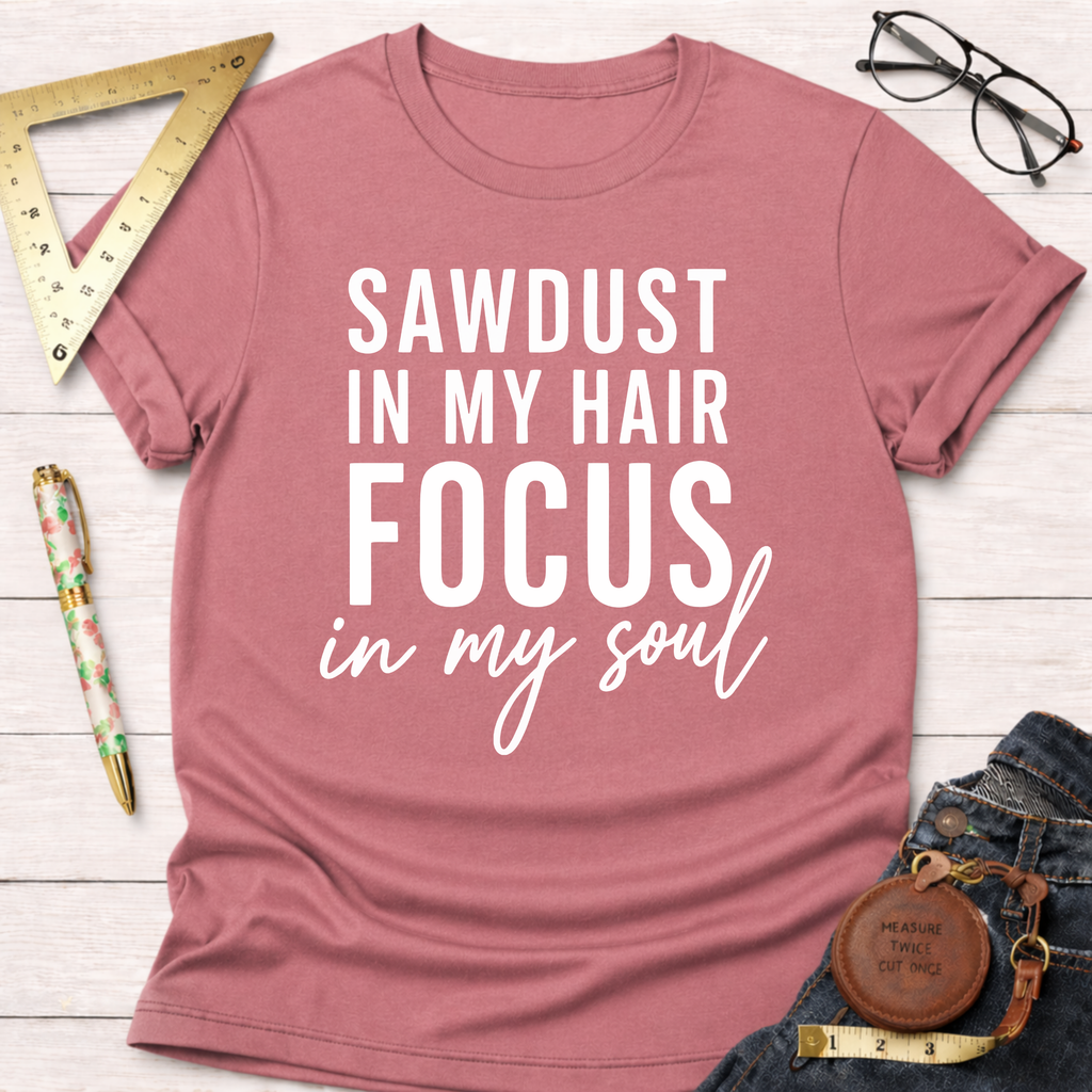 Sawdust In My  Hair Focus In My Soul T-Shirt