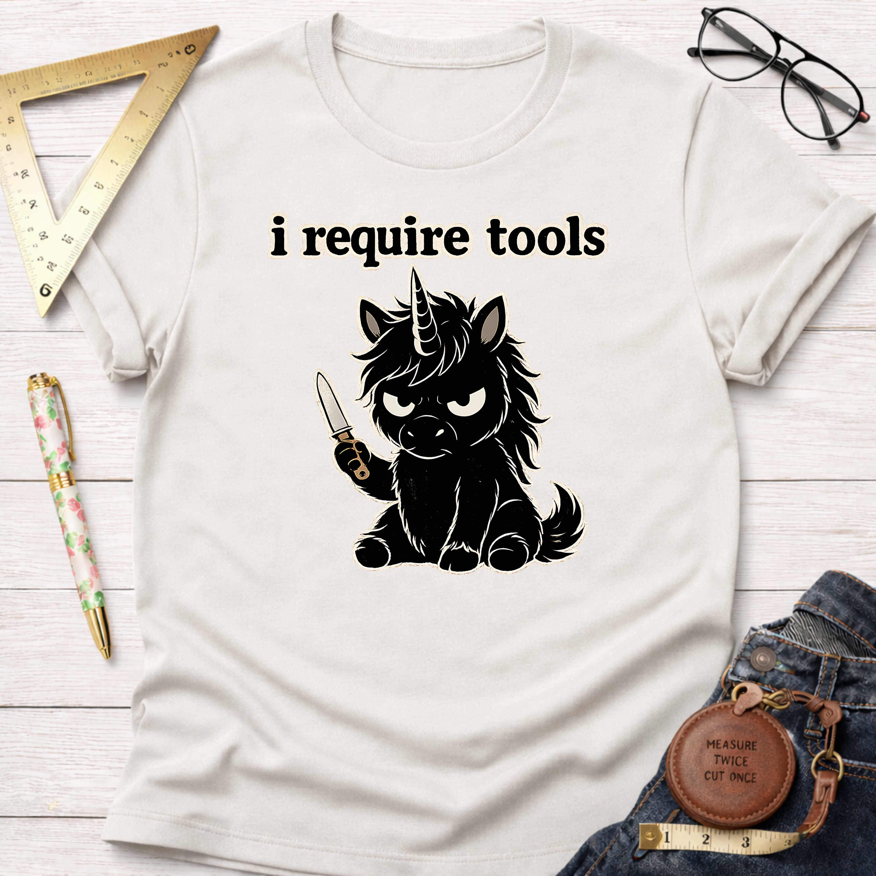 I Require Tools Angry Unicorn Builder T-Shirt