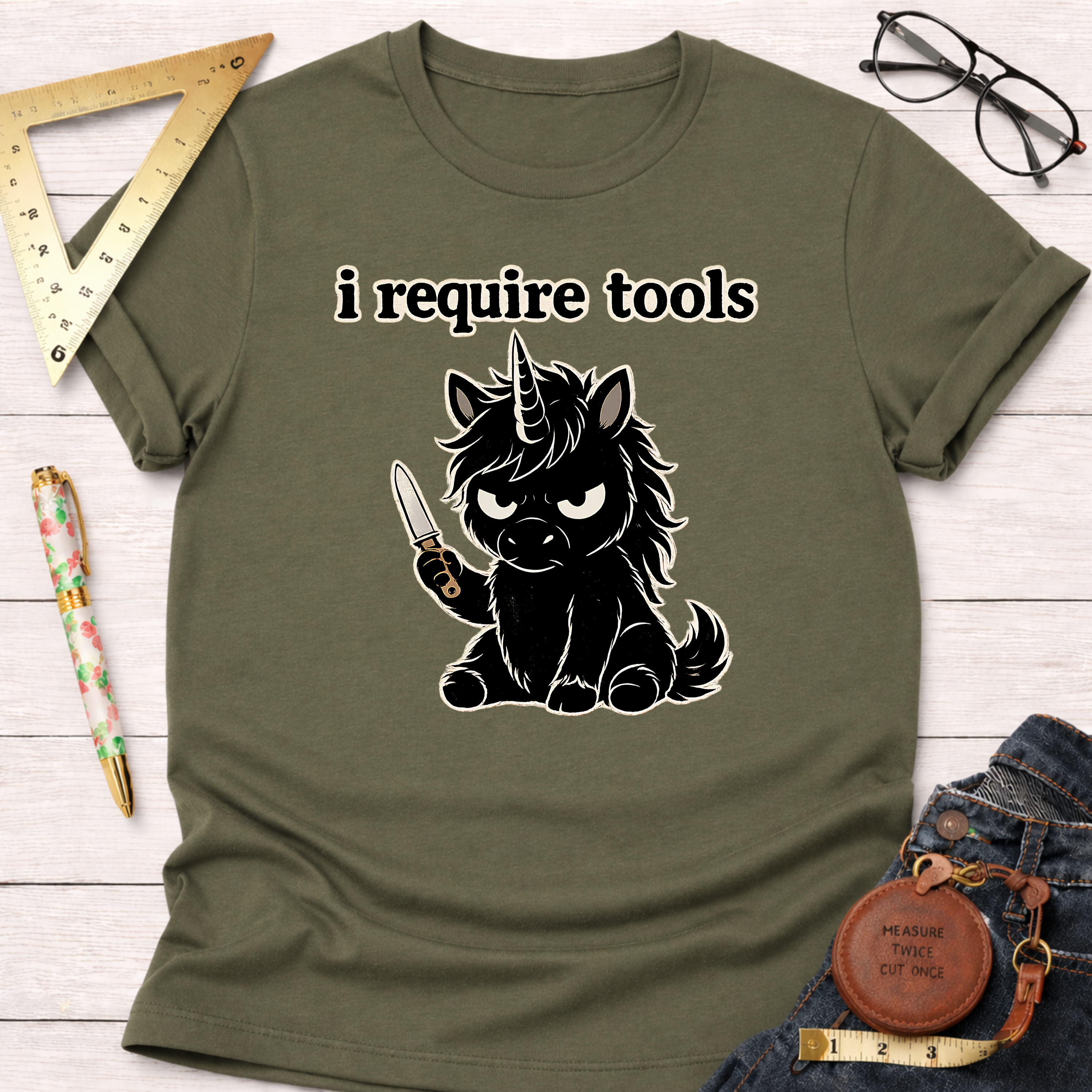I Require Tools Angry Unicorn Builder T-Shirt