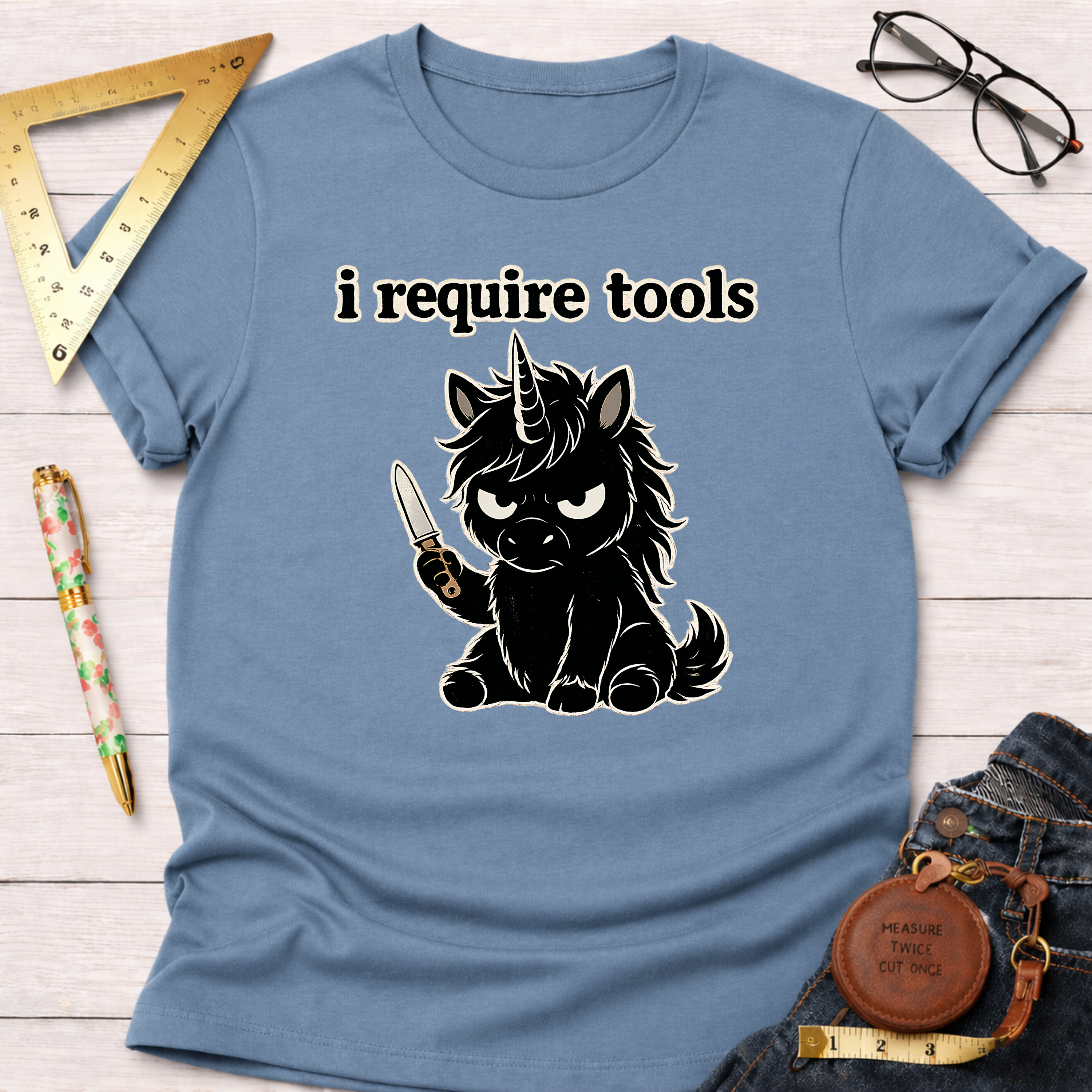 I Require Tools Angry Unicorn Builder T-Shirt