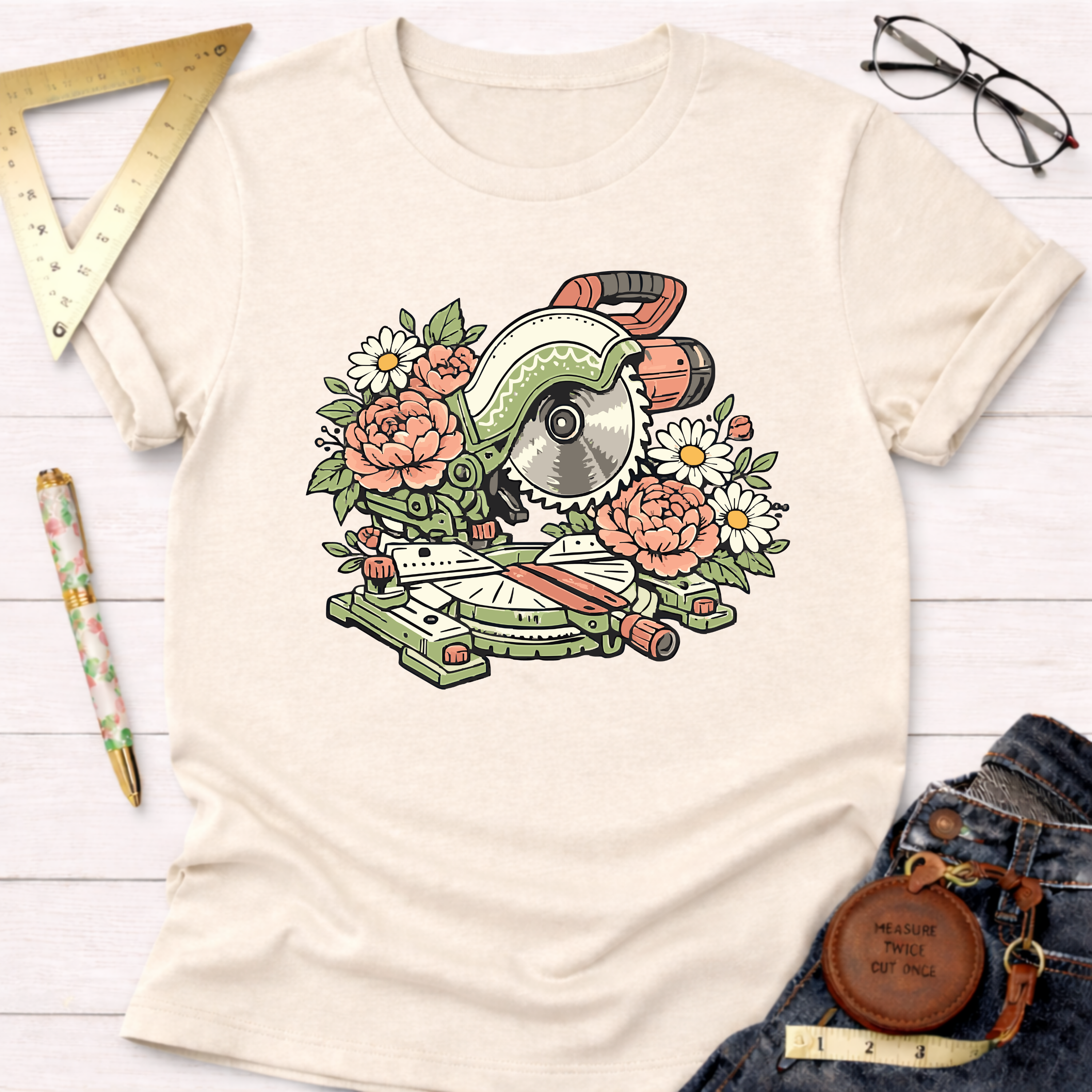 Floral Miter Saw T-Shirt
