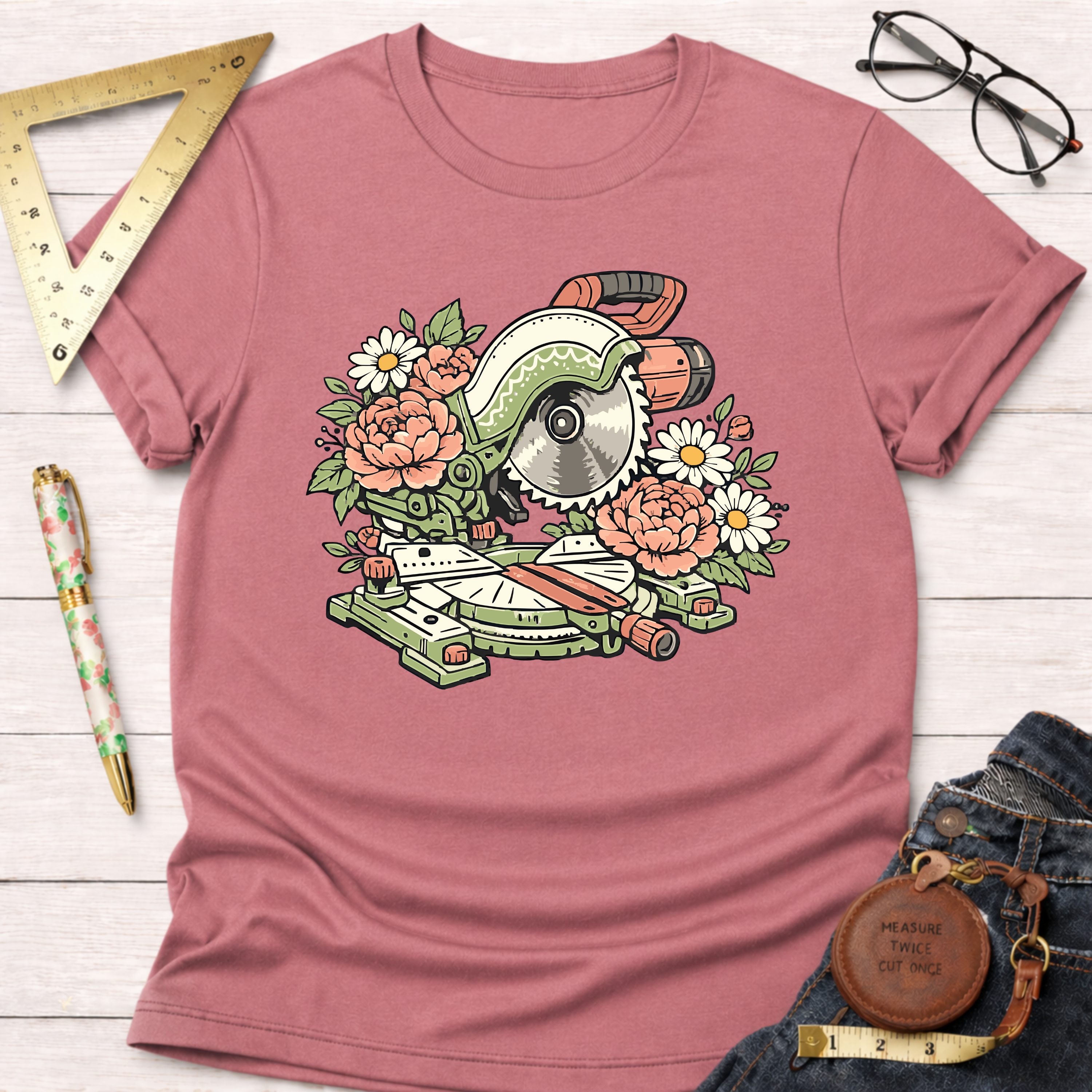 Floral Miter Saw T-Shirt