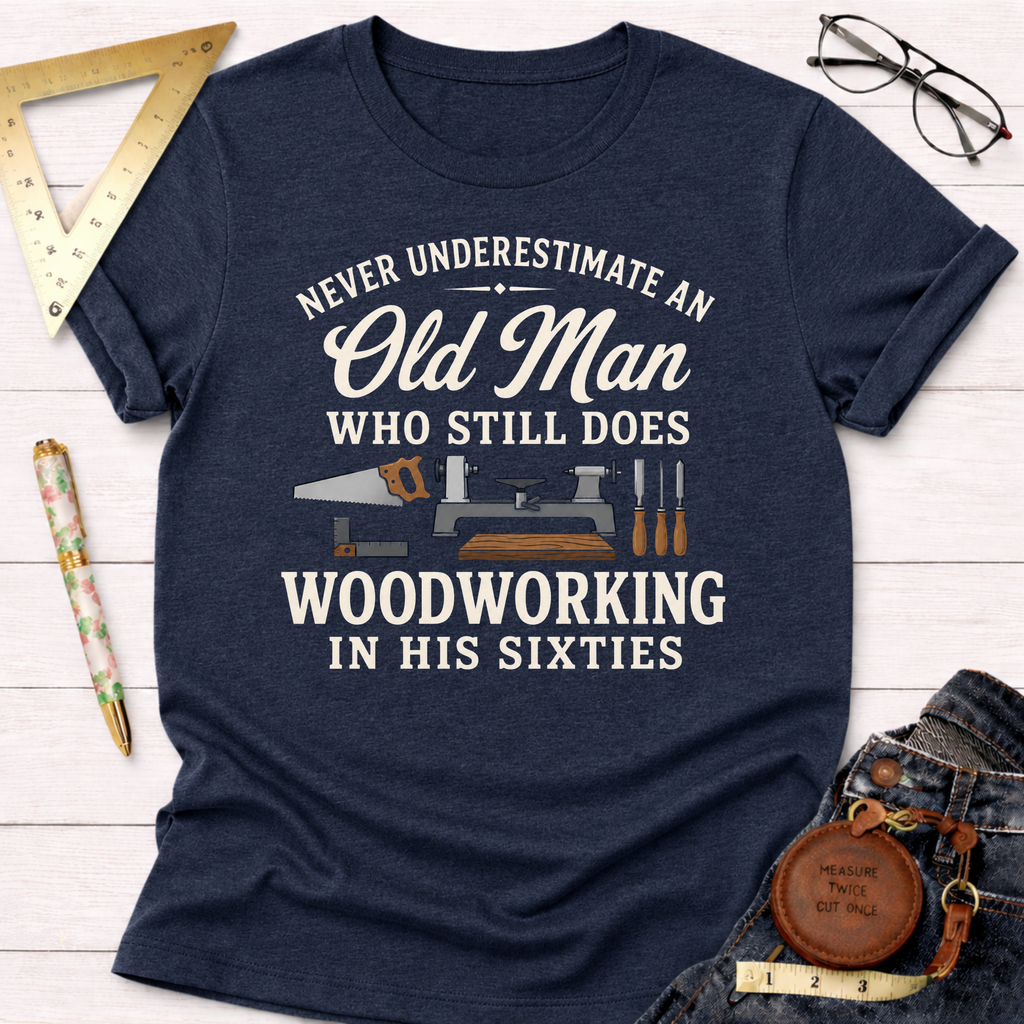 Never Underestimate An Old Man Woodworking In His 60's T-Shirt