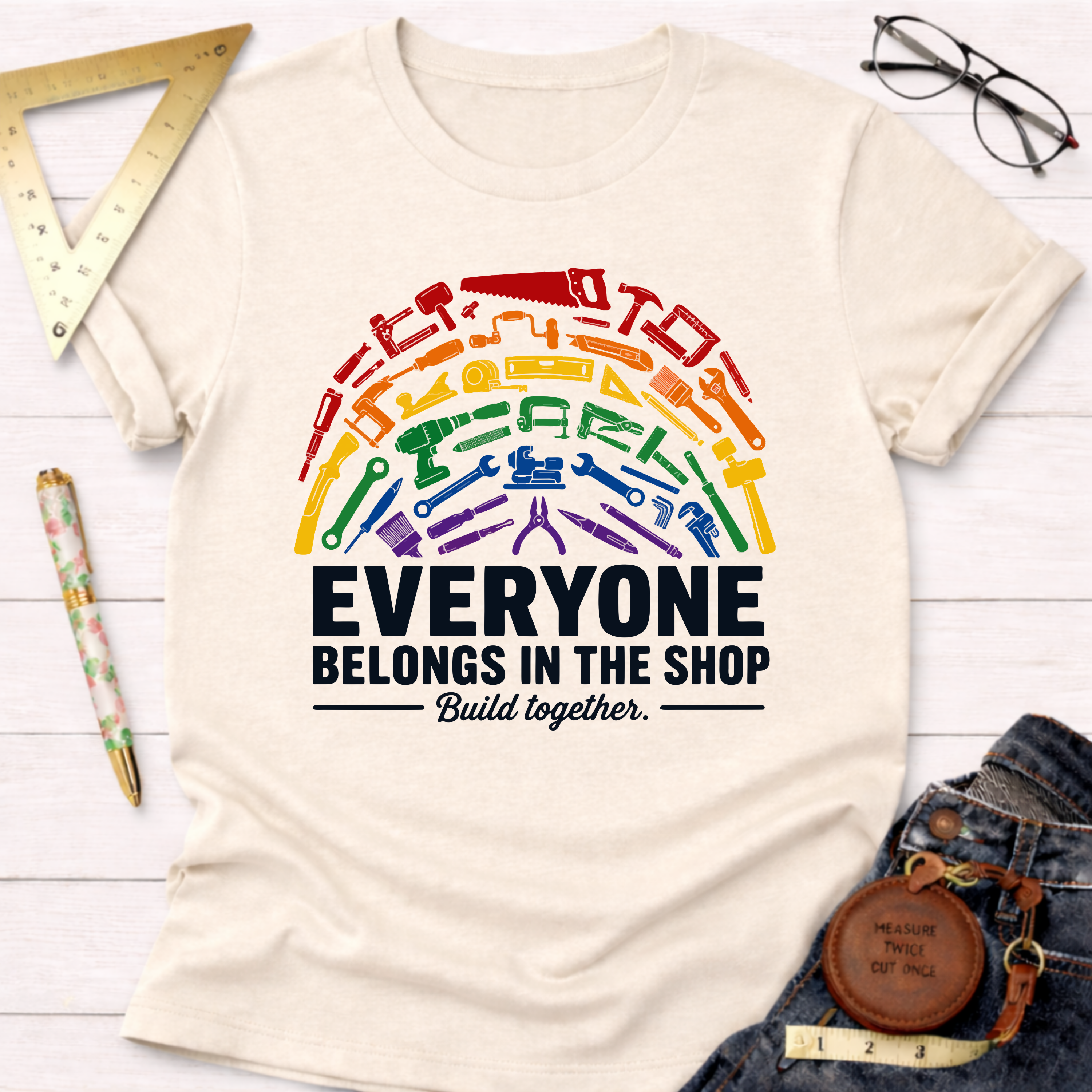 Everyone Belongs In The Shop Diversity Builder T-Shirt