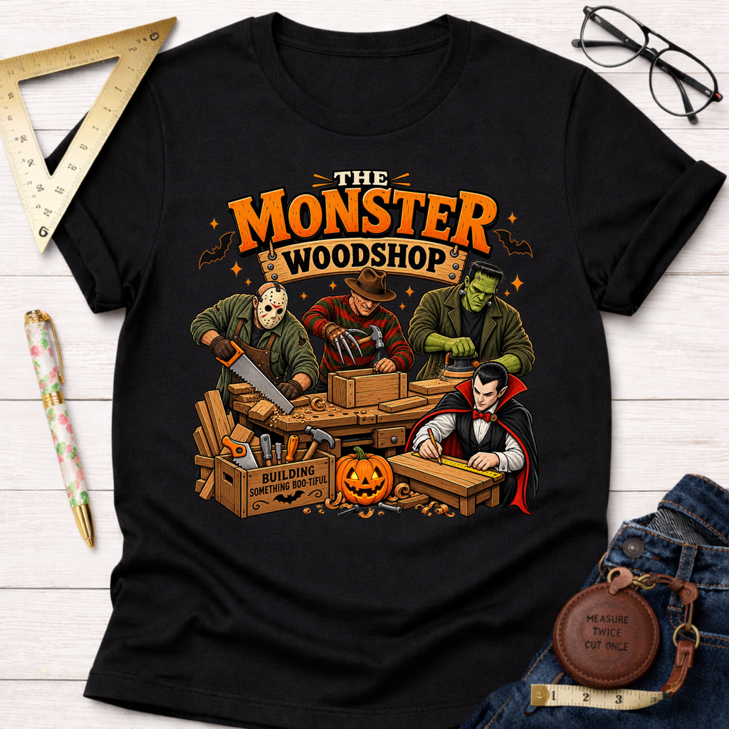 Monster Woodshop Grown funny woodworking t-shirt – Sawdust & Ponytails