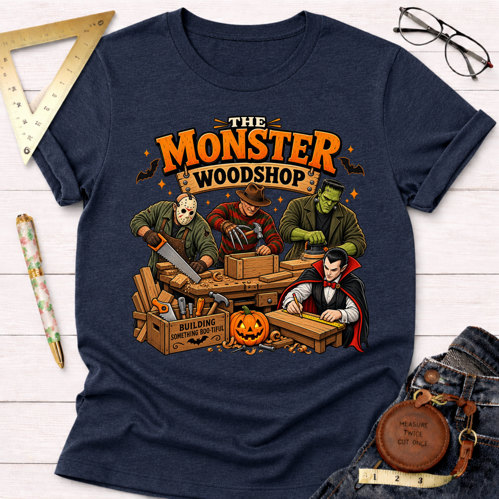 Monster Woodshop Grown funny woodworking t-shirt – Sawdust & Ponytails (view 6)