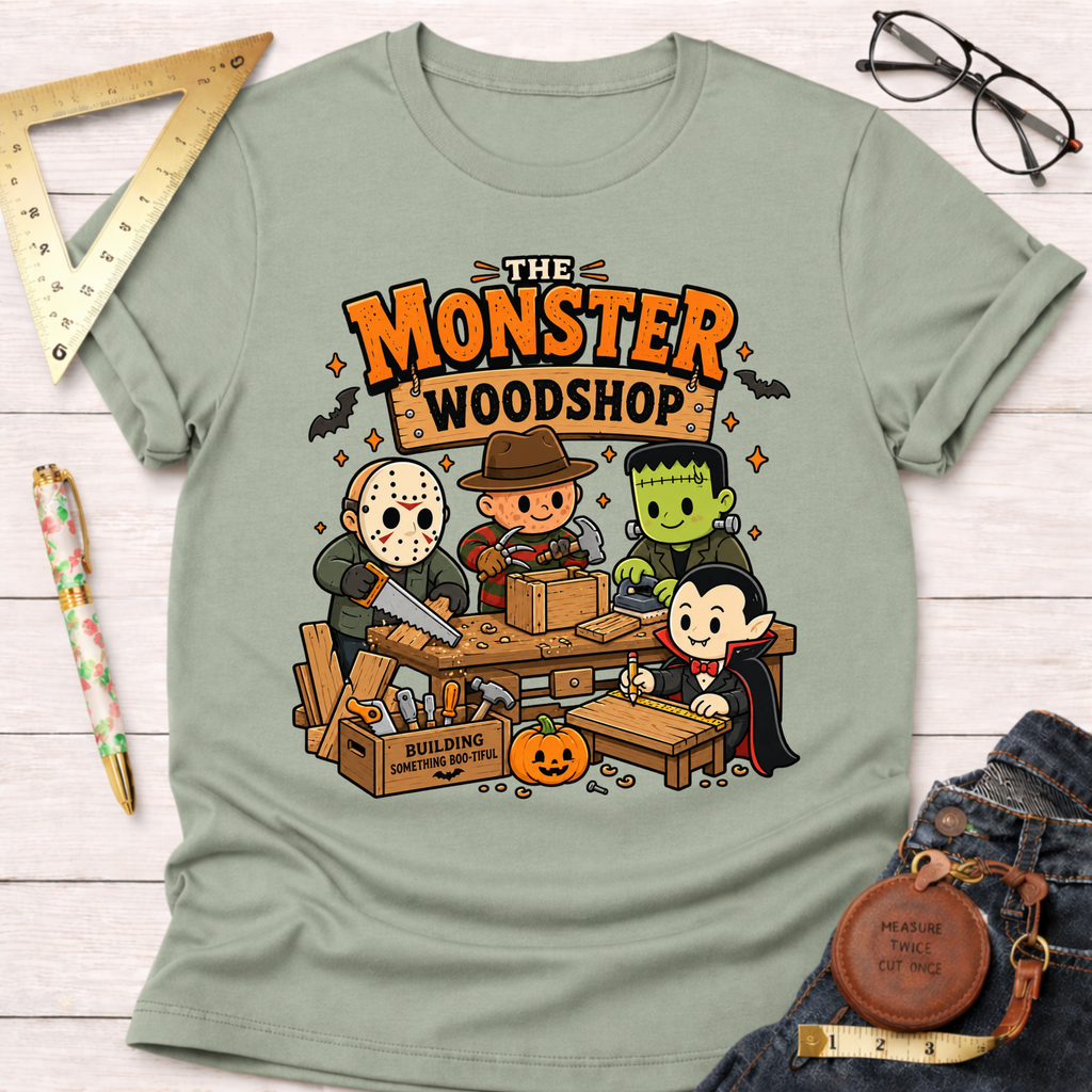 Monster Woodshop funny woodworking t-shirt – Sawdust & Ponytails
