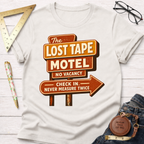 The Lost Tape Motel funny woodworking t-shirt – Sawdust & Ponytails (view 5)