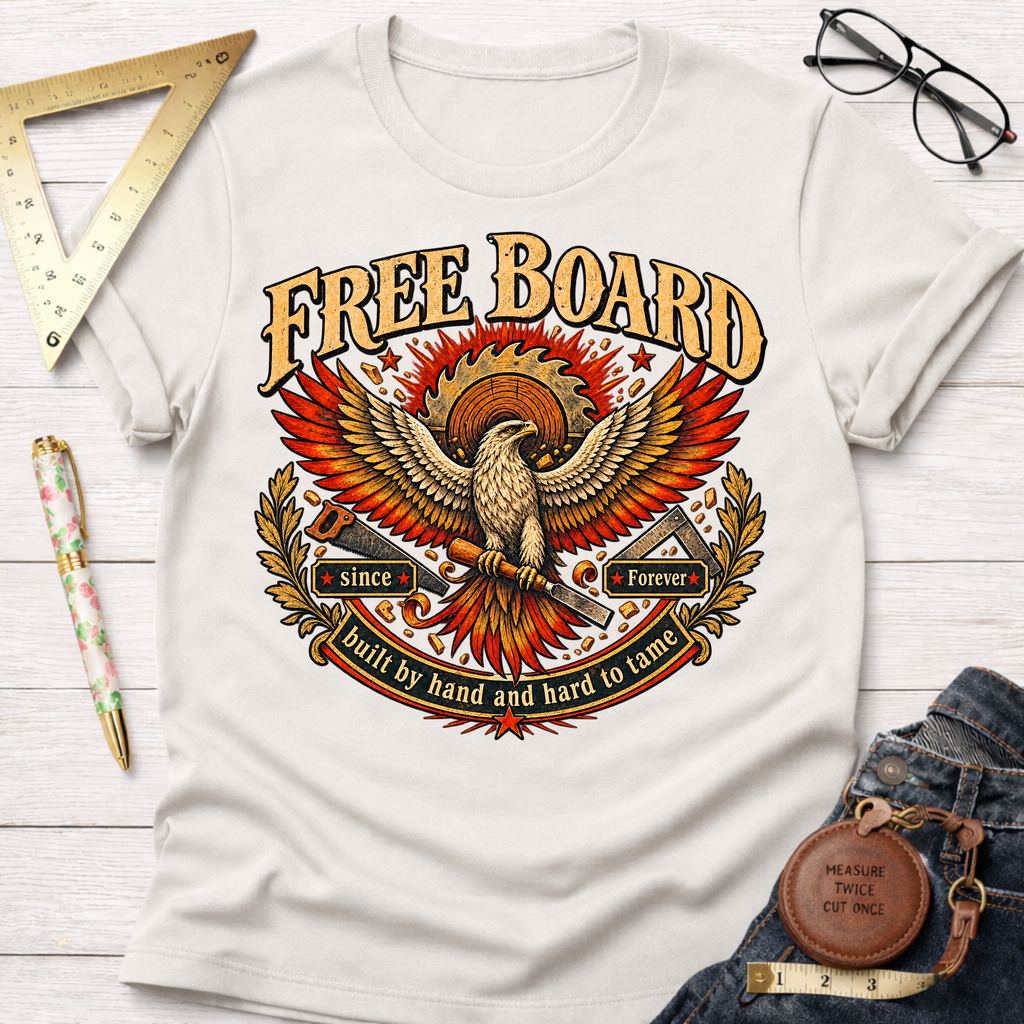 Free Board funny woodworking t-shirt – Sawdust & Ponytails (view 4)