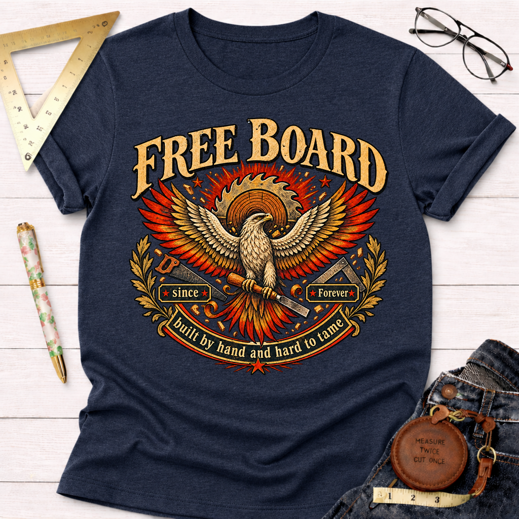 Free Board funny woodworking t-shirt – Sawdust & Ponytails (view 6)