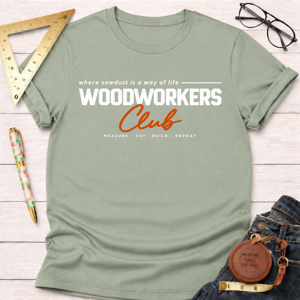 Woodworkers Club funny woodworking t-shirt – Sawdust & Ponytails (view 9)