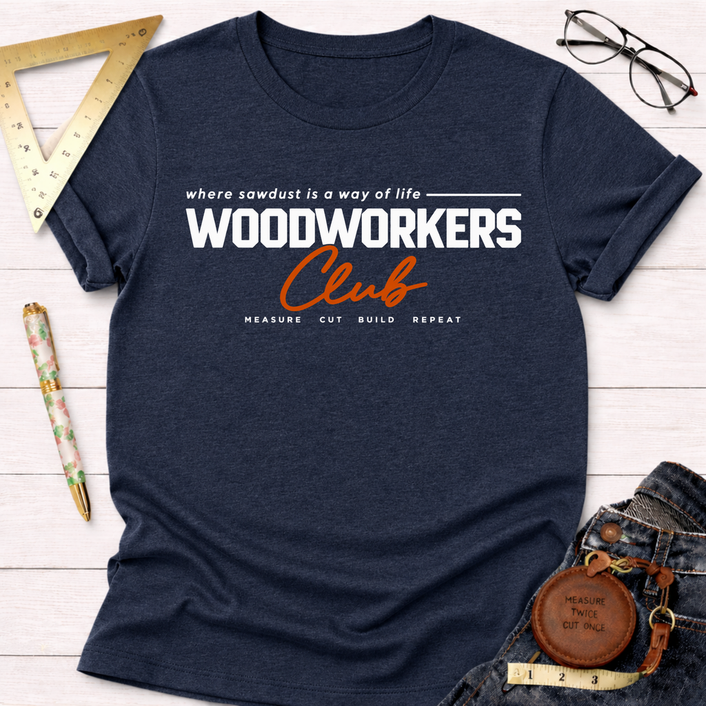 Woodworkers Club funny woodworking t-shirt – Sawdust & Ponytails (view 6)
