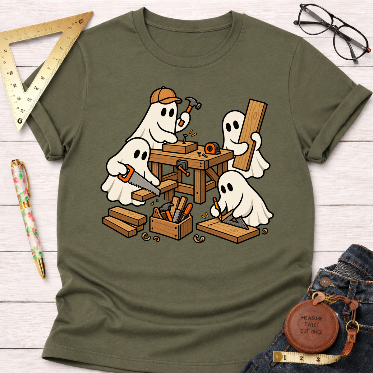 Ghostly Carpenters funny woodworking t-shirt – Sawdust & Ponytails (view 8)