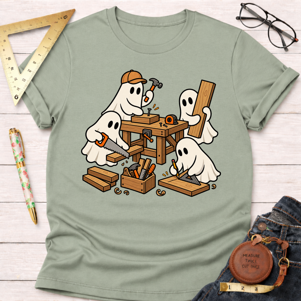 Ghostly Carpenters funny woodworking t-shirt – Sawdust & Ponytails (view 9)
