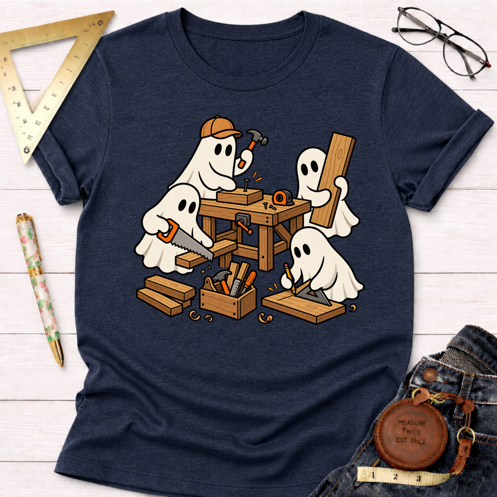 Ghostly Carpenters funny woodworking t-shirt – Sawdust & Ponytails (view 7)
