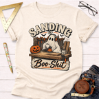 Sanding Is Boo-Shit funny woodworking t-shirt – Sawdust & Ponytails (view 3)