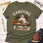 Sanding Is Boo-Shit funny woodworking t-shirt – Sawdust & Ponytails (view 7)