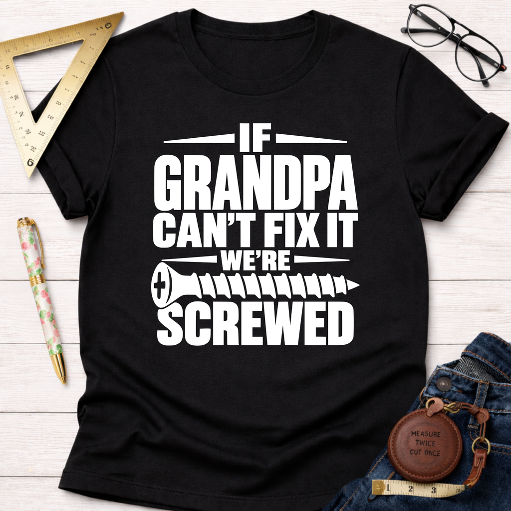 If Grandpa Can't Fix It funny woodworking t-shirt – Sawdust & Ponytails (view 4)