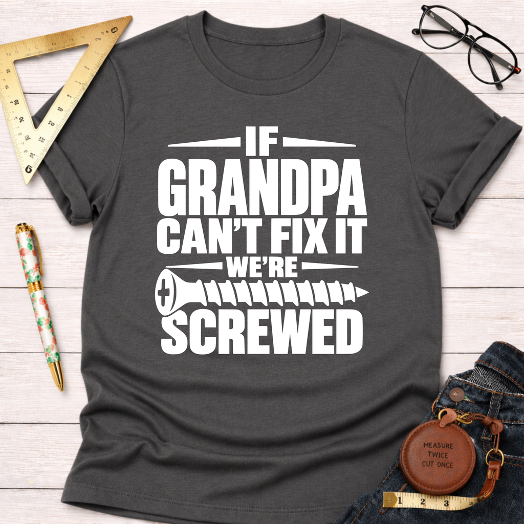 If Grandpa Can't Fix It funny woodworking t-shirt – Sawdust & Ponytails (view 8)
