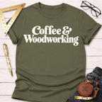 Coffee & Woodworking funny t-shirt – Sawdust & Ponytails (view 7)