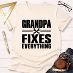 Grandpa Fixes Everything funny woodworking t-shirt – Sawdust & Ponytails (view 3)