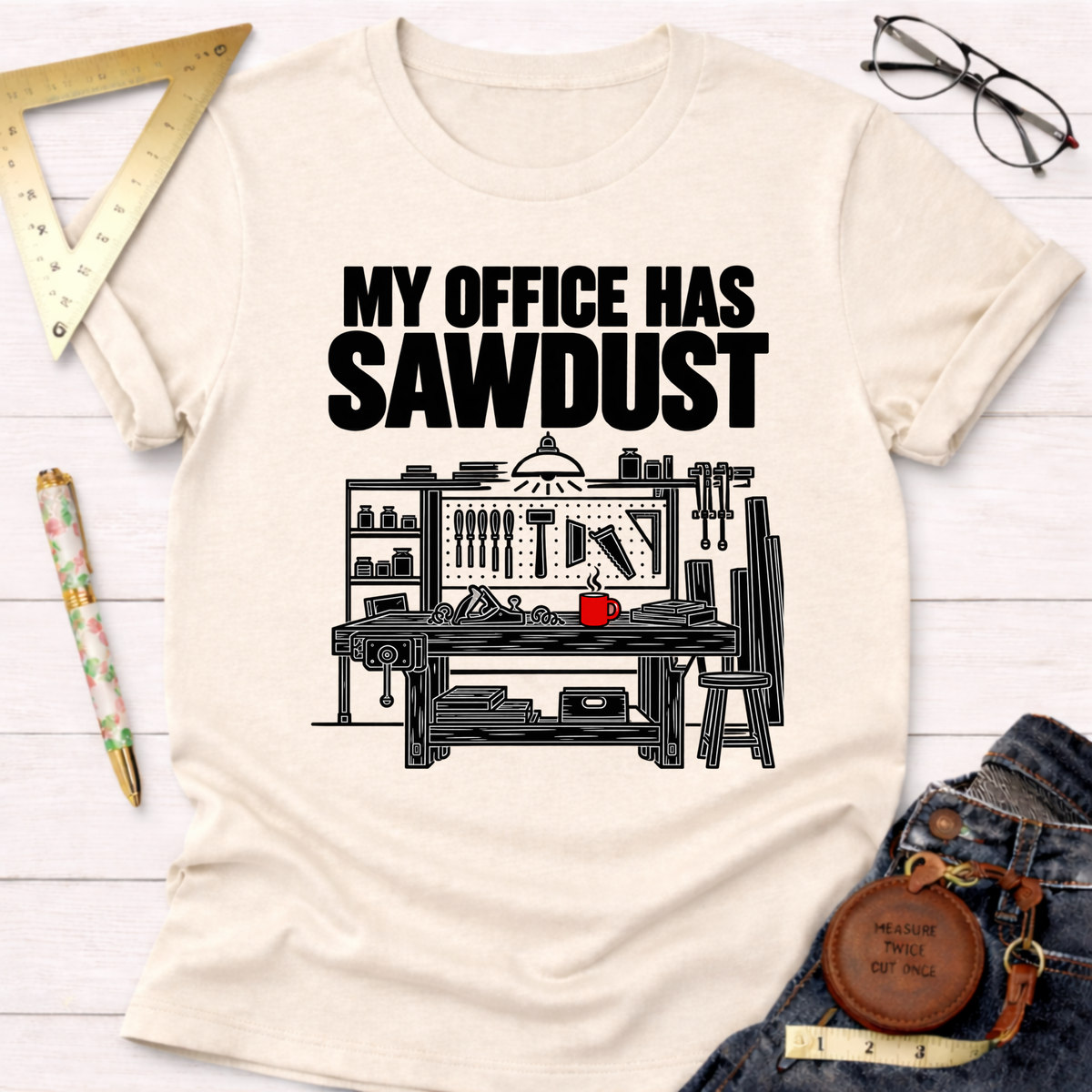 My Office Has Sawdust woodworking t-shirt – Sawdust & Ponytails (view 3)