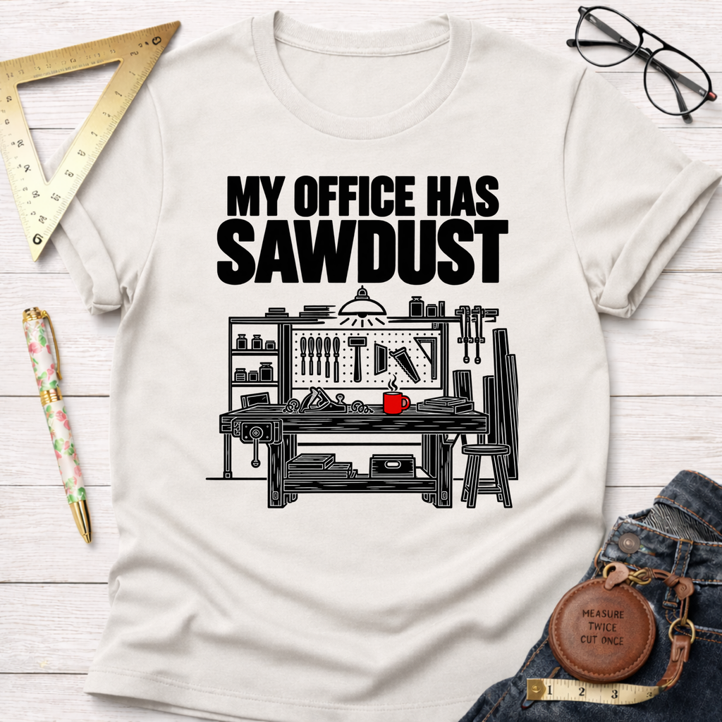 My Office Has Sawdust woodworking t-shirt – Sawdust & Ponytails (view 5)