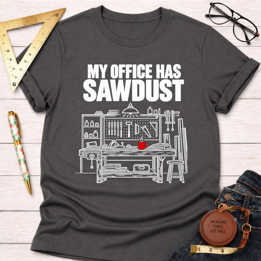 My Office Has Sawdust woodworking t-shirt – Sawdust & Ponytails (view 9)