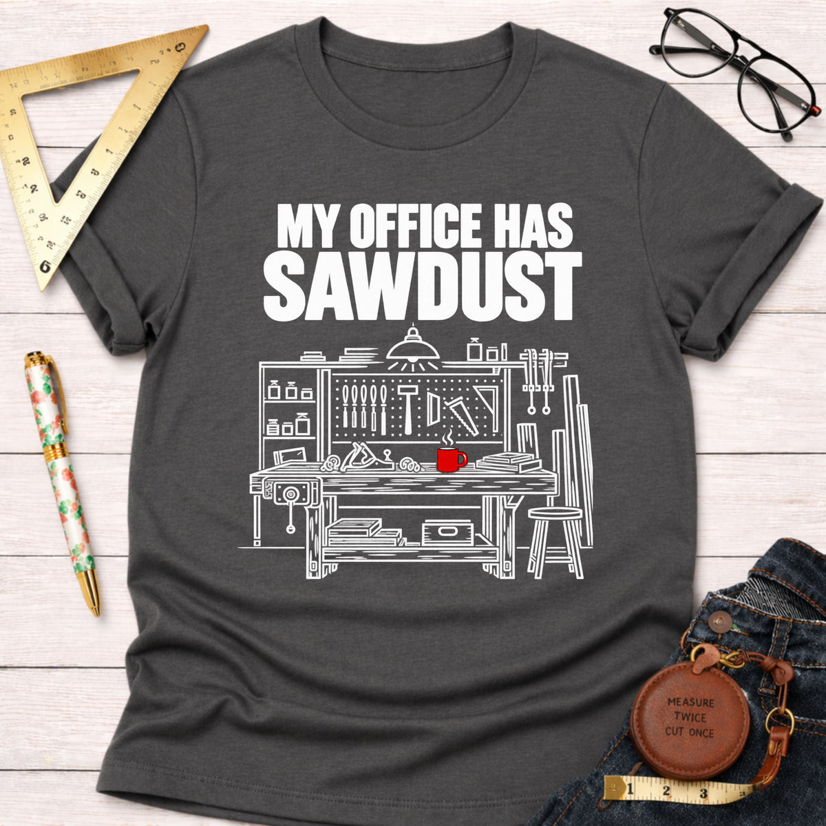 My Office Has Sawdust woodworking t-shirt – Sawdust & Ponytails (view 9)