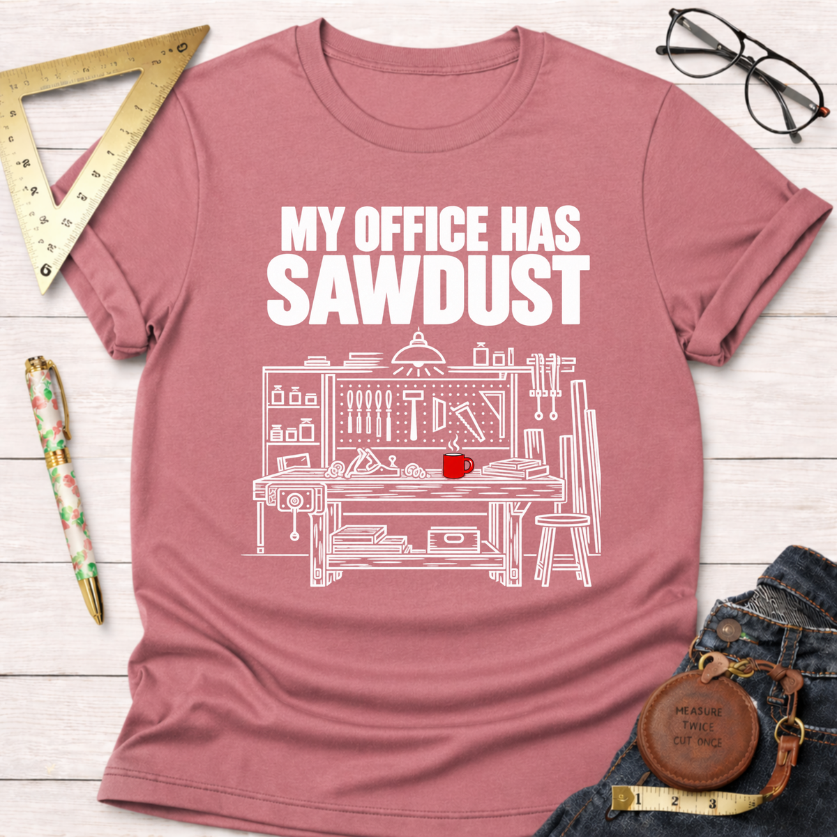 My Office Has Sawdust woodworking t-shirt – Sawdust & Ponytails (view 2)
