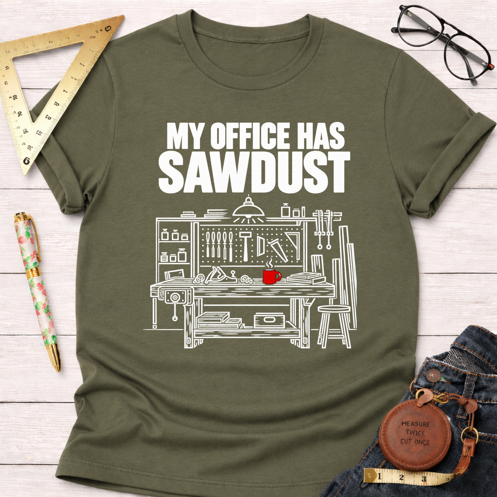 My Office Has Sawdust woodworking t-shirt – Sawdust & Ponytails (view 8)