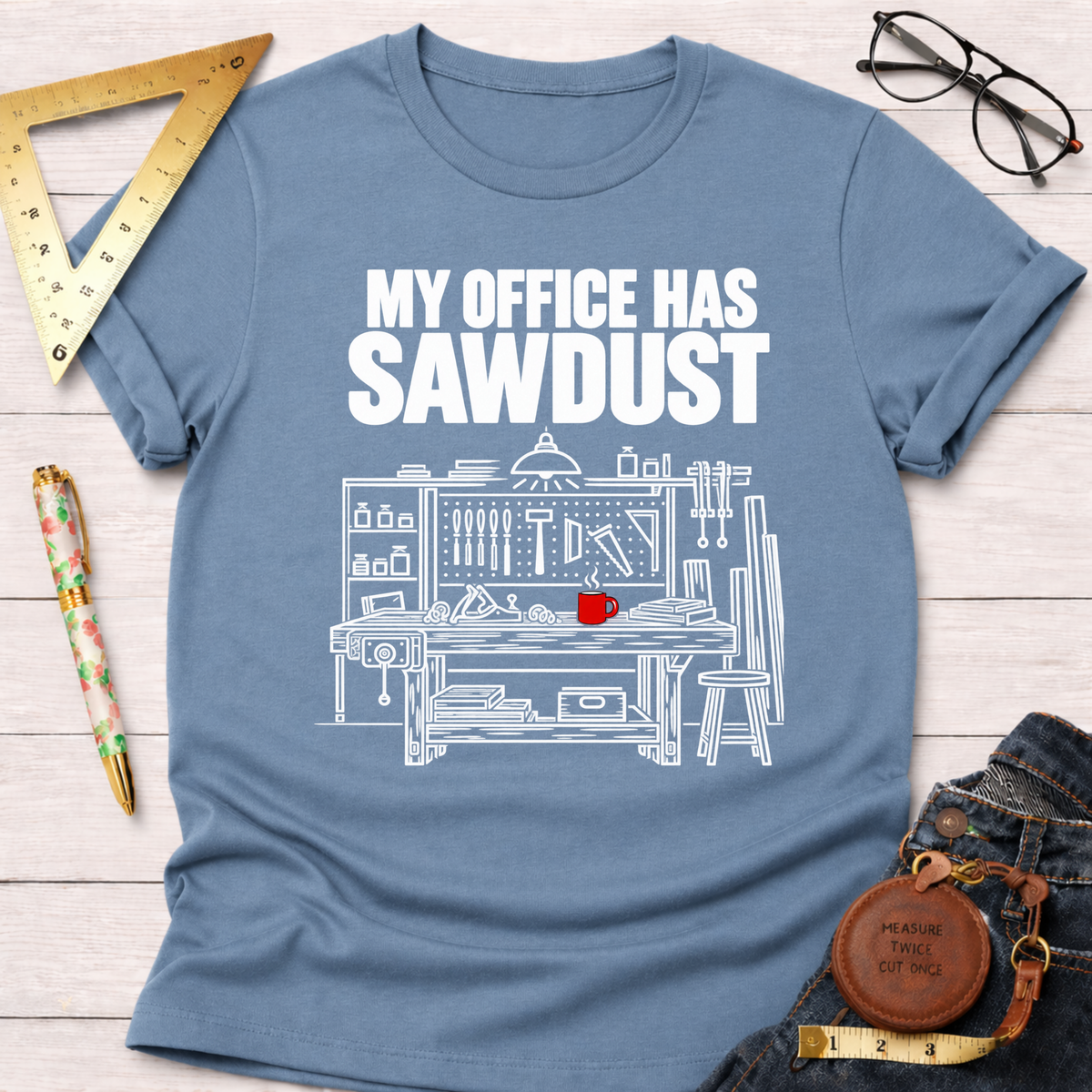 My Office Has Sawdust woodworking t-shirt – Sawdust & Ponytails (view 6)