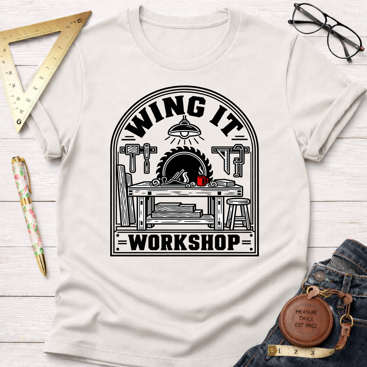 Winging It woodworking t-shirt – Sawdust & Ponytails (view 5)