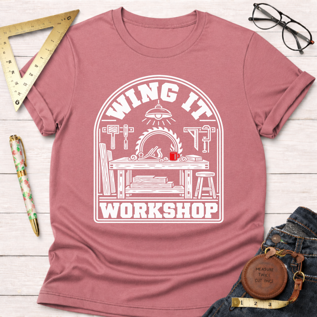 Winging It woodworking t-shirt – Sawdust & Ponytails (view 2)