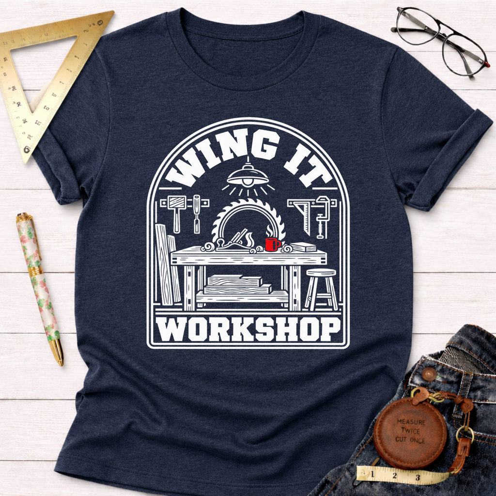 Winging It woodworking t-shirt – Sawdust & Ponytails (view 7)