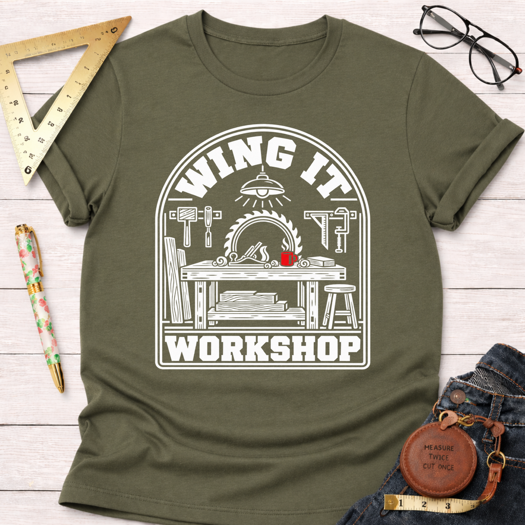 Winging It woodworking t-shirt – Sawdust & Ponytails (view 8)
